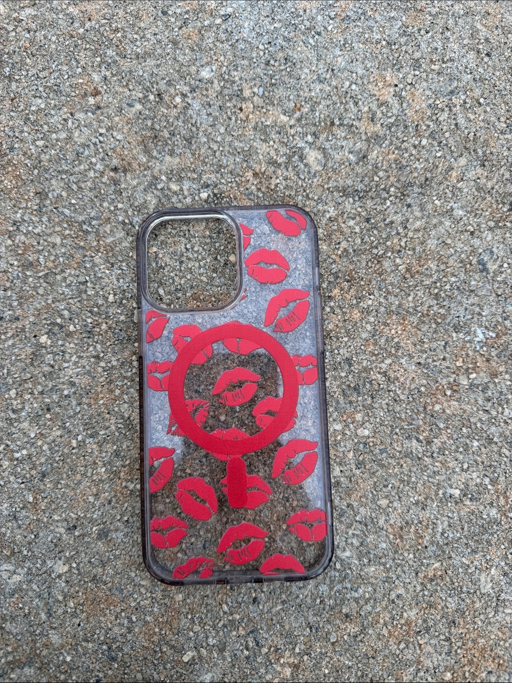 Red Kiss Pattern Clear Phone Case - Unbranded
